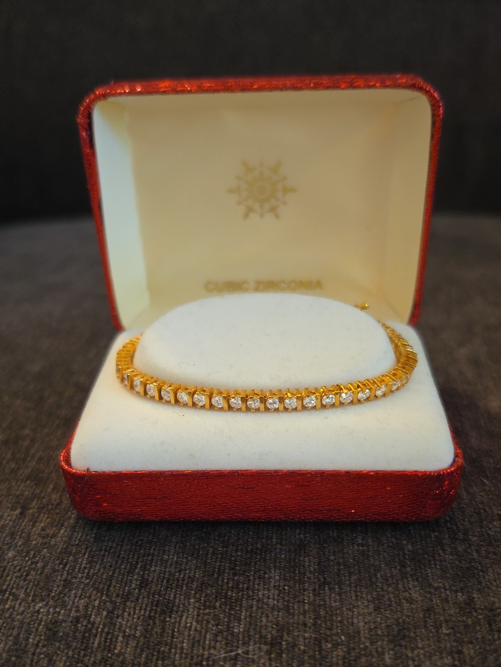 Gold Tone Cubic Zirconia Tennis Bracelet - Classic Gold Sparkle